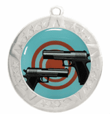 Pistols Award Medal - Silver Frame, 2 3/4"