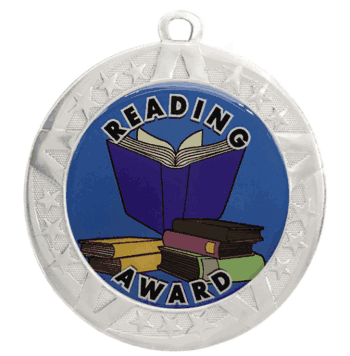2 3/4" Silver Frame Medal: Reading - Click to enlarge