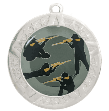 2 3/4" Silver Frame Medal: Rifle - Click to enlarge