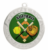 Softball Award Medal - Silver Frame, 2 3/4"