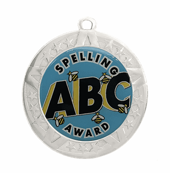 Silver Spelling Award Medal, 2 3/4" - Click to enlarge