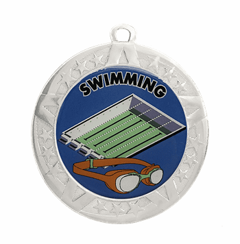 Swimming Award Medal - Silver Frame, 2 3/4" - Click to enlarge