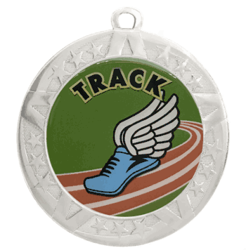 2 3/4" Silver Frame Medal: Track - Click to enlarge