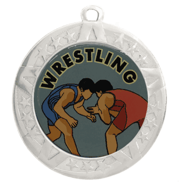 2 3/4" Silver Frame Medal: Wrestling - Click to enlarge