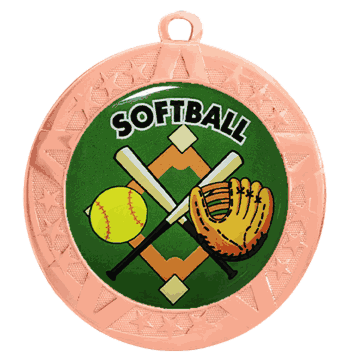 2 3/4" T-Series Medal with Bronze Frame: Softball - Click to enlarge