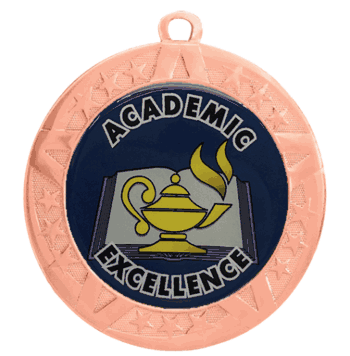 2 3/4" T-Series Medal with Bronze Frame: Academic Excellence - Click to enlarge