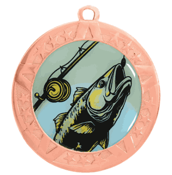 2 3/4" T-Series Medal with Bronze Frame: Fishing - Click to enlarge