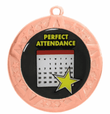 Perfect Attendance Award Medal - Bronze Frame, 2 3/4"