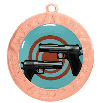 2 3/4" T-Series Medal with Bronze Frame: Pistols - Click to enlarge