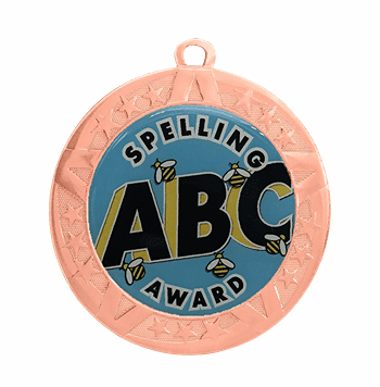 Bronze Spelling Award Medal, 2 3/4" - Click to enlarge