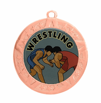 Wrestling Award Medal - Bronze Frame, 2 3/4" - Click to enlarge