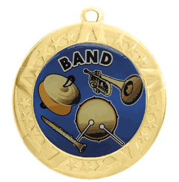 2 3/4" T-Series Medal with Gold Frame: Band - Click to enlarge