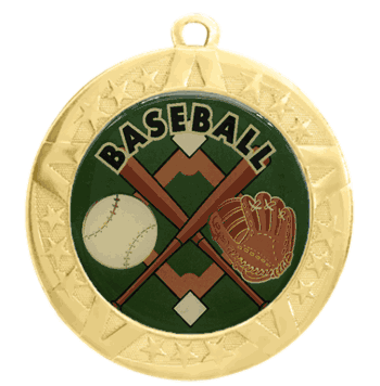 2 3/4" T-Series Medal with Gold Frame: Baseball - Click to enlarge