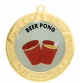 Beer Pong Award Medal - Gold Frame, 2 3/4"