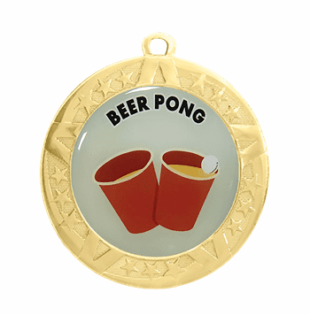 Beer Pong Award Medal - Gold Frame, 2 3/4" - Click to enlarge