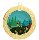 2 3/4" T-Series Medal with Gold Frame: Camp / Campers