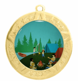 Camp / Campers Award Medal - Gold Frame, 2 3/4"