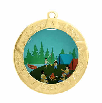 Camp / Campers Award Medal - Gold Frame, 2 3/4" - Click to enlarge