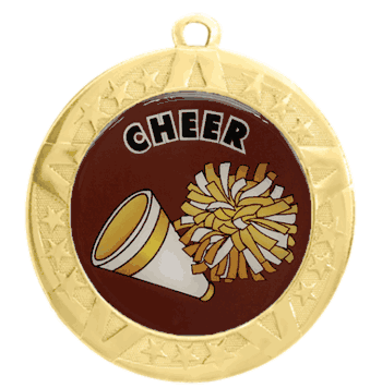 2 3/4" T-Series Medal with Gold Frame: Cheer / Spirit - Click to enlarge
