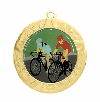 Cycling Award Medal - Gold Frame, 2 3/4" - Click to enlarge