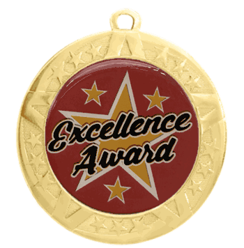 2 3/4" T-Series Medal with Gold Frame: Excellence - Click to enlarge