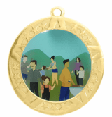 Family Reunion Award Medal - Gold Frame, 2 3/4"