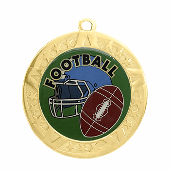 Football Medal - Gold Frame, 2 3/4" - Click to enlarge