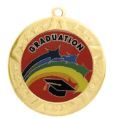 2 3/4" T-Series Medal with Gold Frame: Graduation