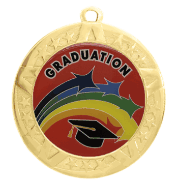 2 3/4" T-Series Medal with Gold Frame: Graduation - Click to enlarge