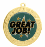 Great Job Award Medal - Gold Frame, 2 3/4"