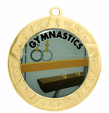 Gymnastics Award Medal - Gold Frame, 2 3/4"