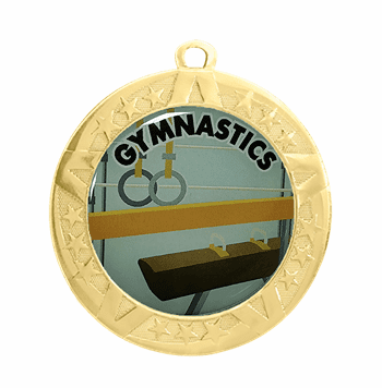 Gymnastics Award Medal - Gold Frame, 2 3/4" - Click to enlarge
