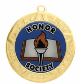 Honor Society Award Medal - Gold Frame, 2 3/4"