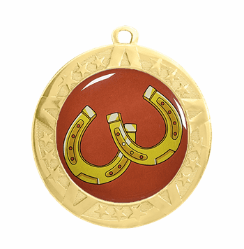 Horseshoes Award Medal - Gold Frame, 2 3/4" - Click to enlarge