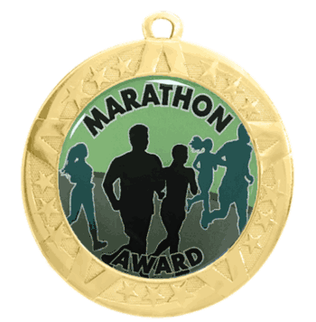 2 3/4" T-Series Medal with Gold Frame: Marathon - Click to enlarge