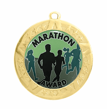 2 3/4" T-Series Medal with Gold Frame: Marathon - Click to enlarge