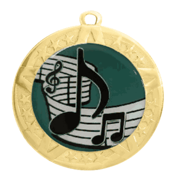 2 3/4" T-Series Medal with Gold Frame: Music - Click to enlarge