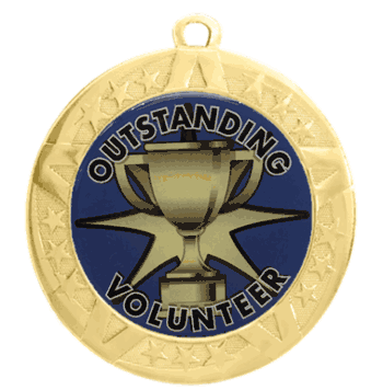 2 3/4" T-Series Medal with Gold Frame: Outstanding Volunteer - Click to enlarge