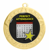 Perfect Attendance Award Medal - Gold Frame, 2 3/4"