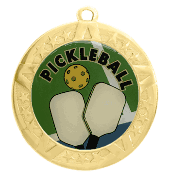 2 3/4" T-Series Medal with Gold Frame: Pickleball - Click to enlarge
