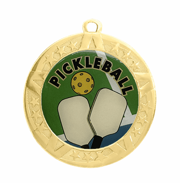 Pickleball Award Medal - Gold Frame, 2 3/4" - Click to enlarge