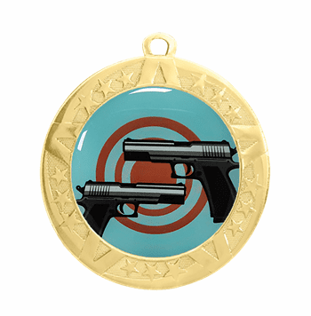 Pistols Award Medal - Gold Frame, 2 3/4" - Click to enlarge