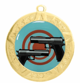 Pistols Award Medal - Gold Frame, 2 3/4"