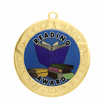 Reading Award Medal - Gold Frame, 2 3/4" - Click to enlarge