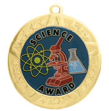 2 3/4" T-Series Medal with Gold Frame: Science - Click to enlarge