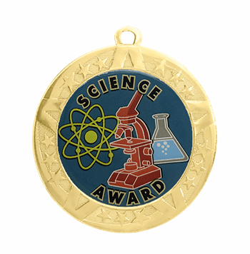 Science Award Medal - Gold Frame, 2 3/4" - Click to enlarge