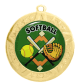 2 3/4" T-Series Medal with Gold Frame: Softball