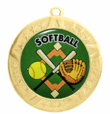 Softball Award Medal - Gold Frame, 2 3/4"