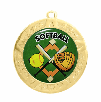 Gold Softball Award Medal, 2 3/4" - Click to enlarge