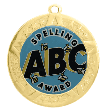 2 3/4" T-Series Medal with Gold Frame: Spelling - Click to enlarge
